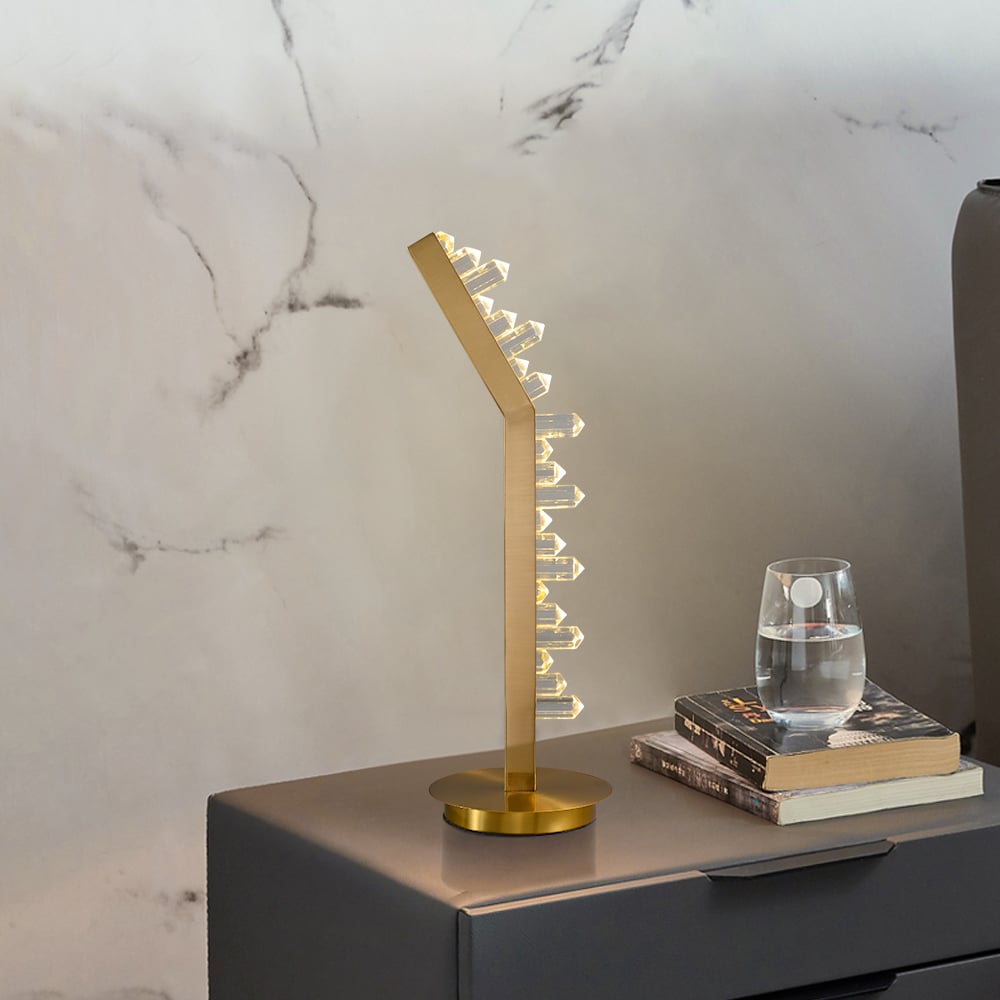 Modern LED Table Lamp in Gold Geometric Desk Bedside Lamps for Living Room window image