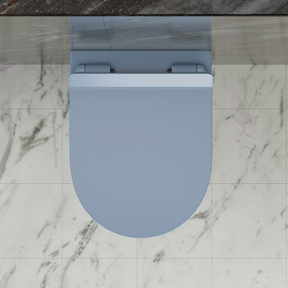 WC mural rond monobloc bleu moderne simplisme en céramique image de fenêtre