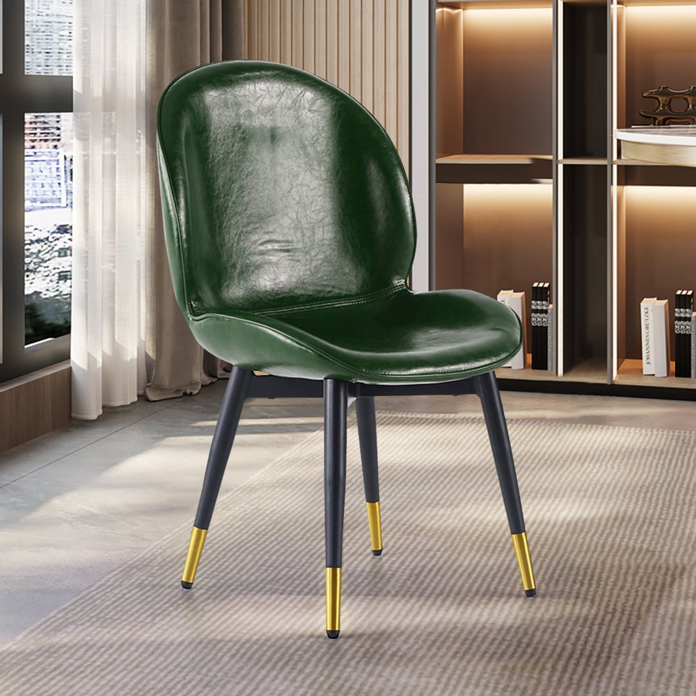 Modern Leather Dining Chairs (Set of 2) Full Back with Metal Legs window image