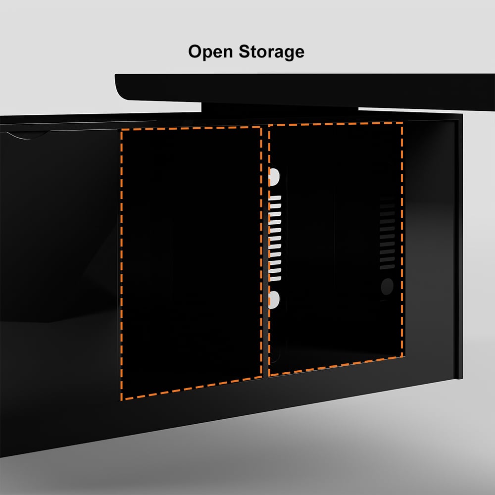 Modern Black Large L-Shape Executive Desk & Swivel Chair Set (70.9'') window image