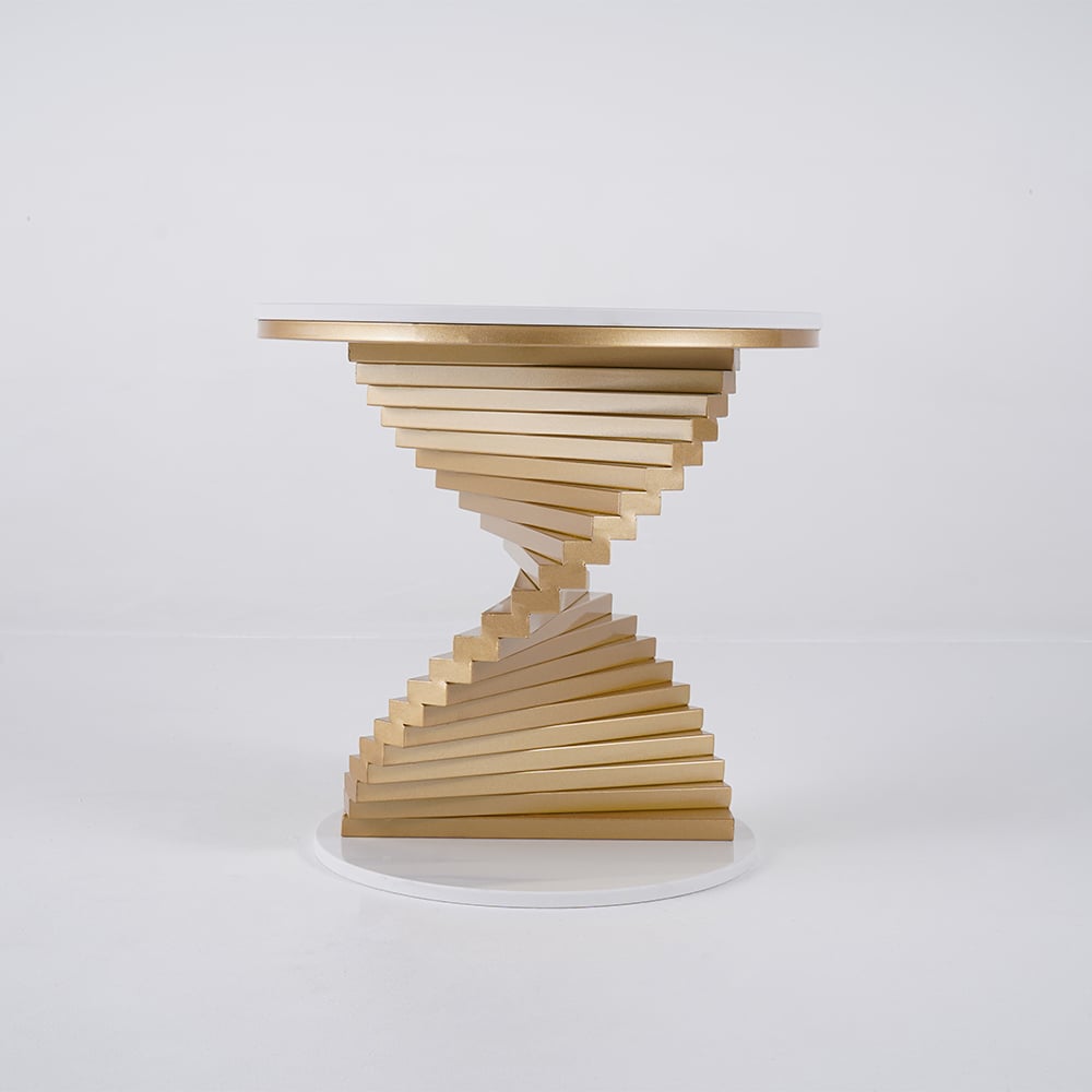 20" Round Faux Marble Gold Side Table with Metal Frame