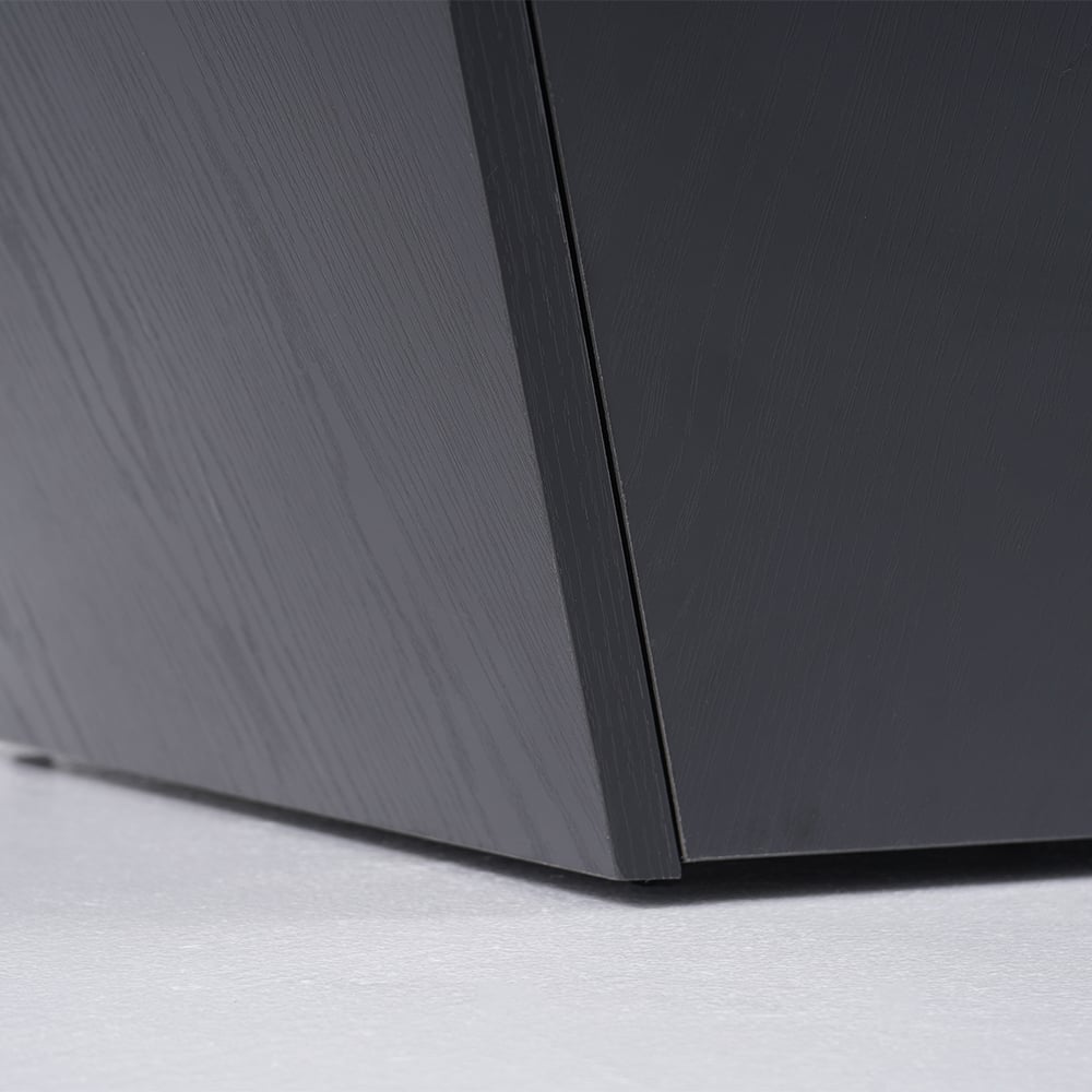 Moderna mesa de centro cuadrada de madera color negro con cajón imagen de ventana