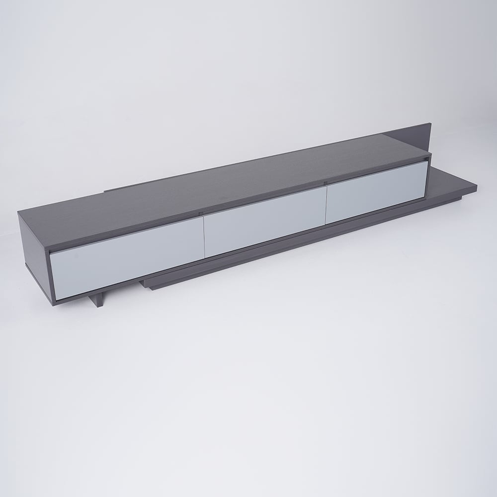 Mueble TV Fero extensible con 3 cajones de 200 cm en color gris imagen de ventana