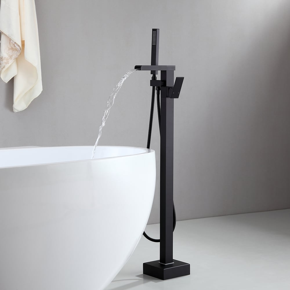 Freestanding Bathtub Faucet Floor Mounted Shower Faucet in Matte Black window image