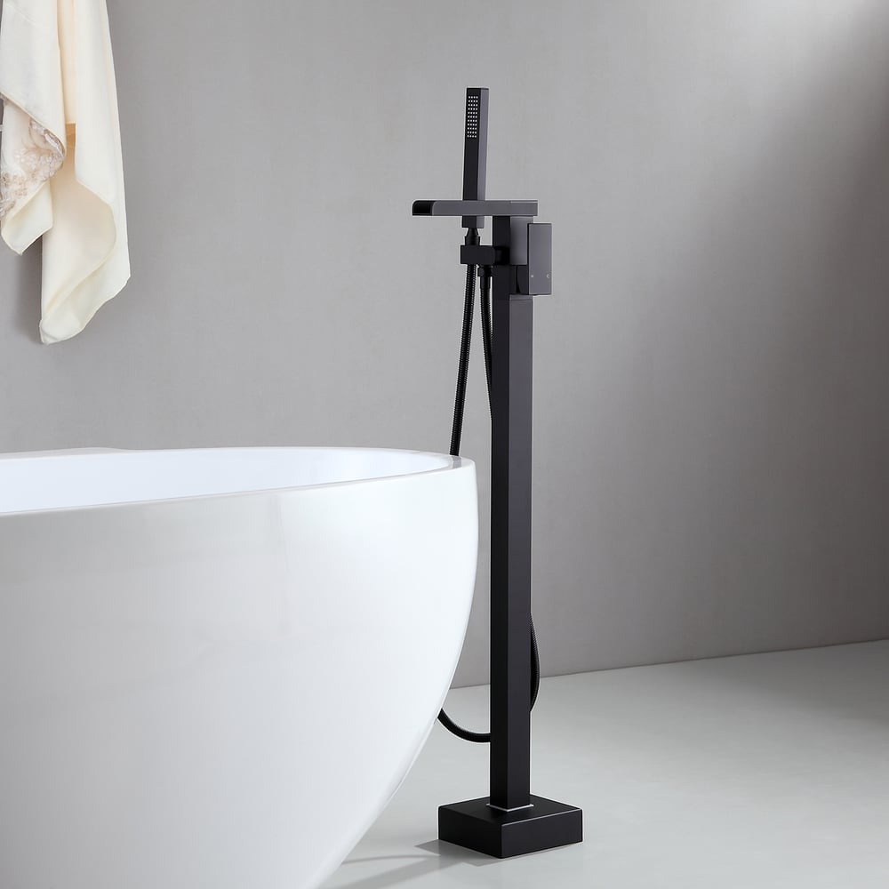 Freestanding Bathtub Faucet Floor Mounted Shower Faucet in Matte Black window image