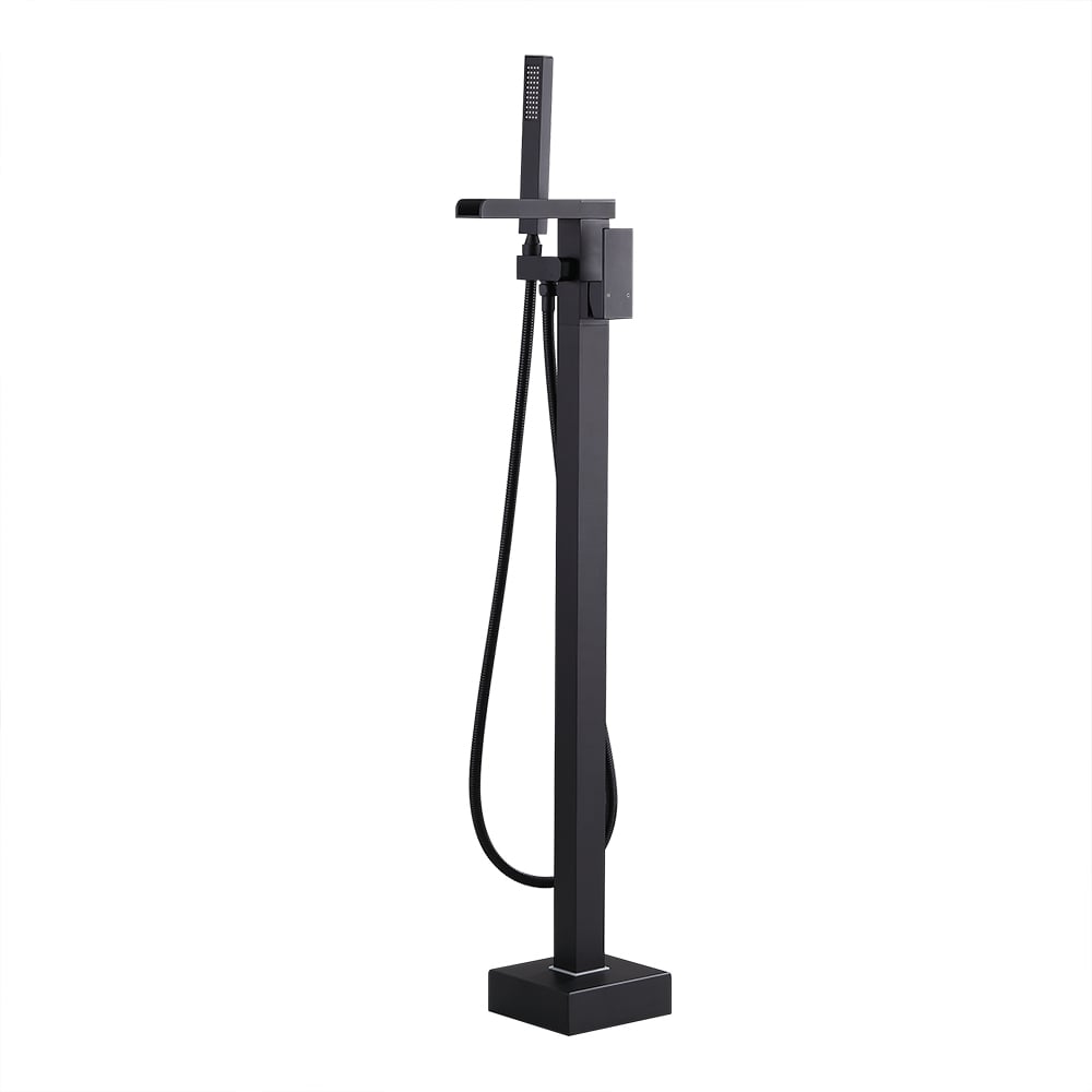 Freestanding Bathtub Faucet Floor Mounted Shower Faucet in Matte Black window image