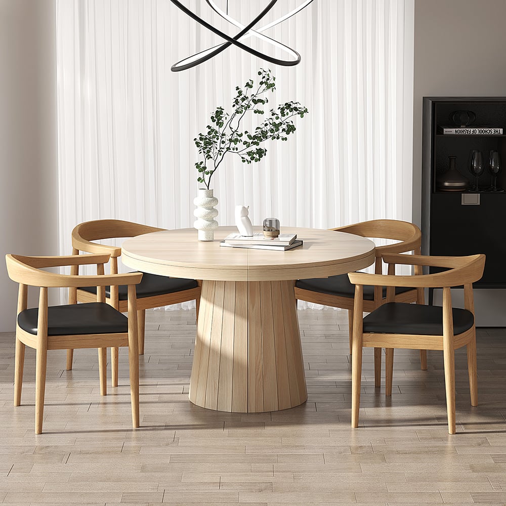 Dining Set 39"-55" Japandi Extendable Dining Table with 6 Chairs window image