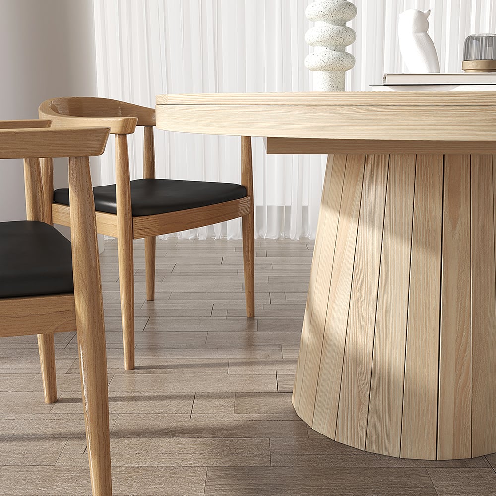 Dining Set 39"-55" Japandi Extendable Dining Table with 6 Chairs window image