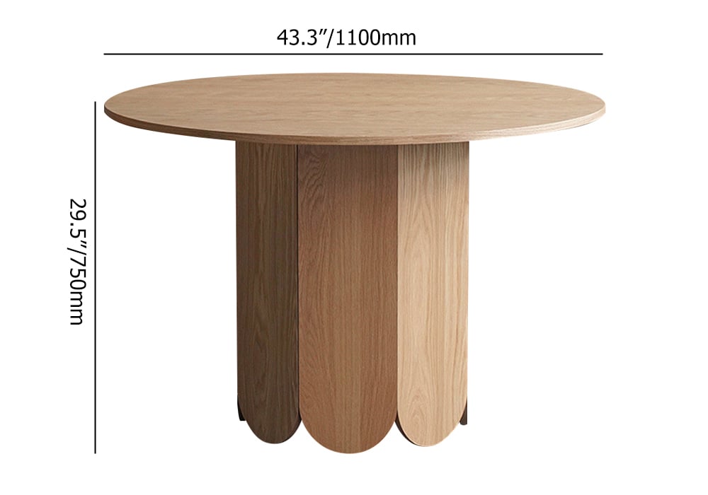 43" Japandi Round Small Dining Table 4-Person Natural Pine Wood  weights dimensions image