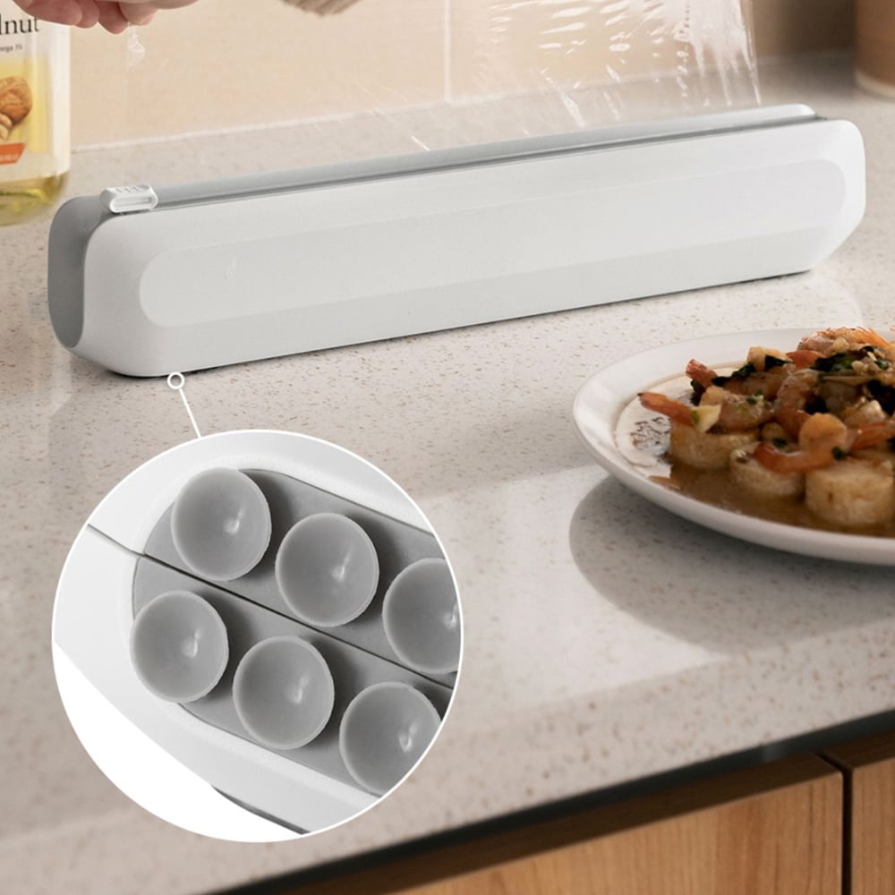 Cling Film Cutter Magnetic Cling Film Box Plastic Wrap Dispenser with Slide Cutter window image