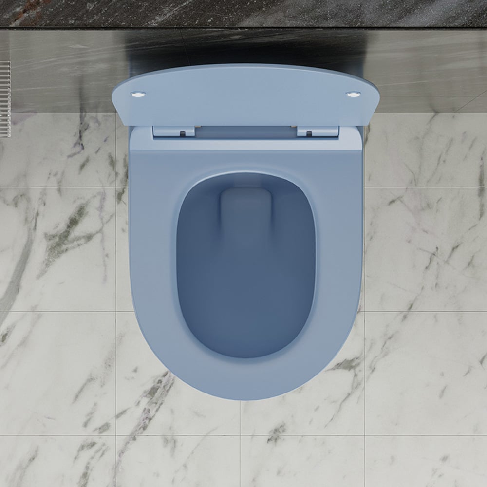 WC mural rond monobloc bleu moderne simplisme en céramique image de fenêtre