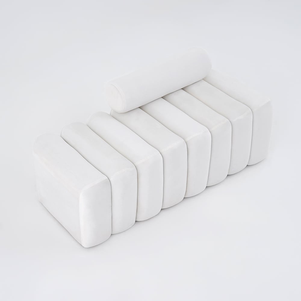 Modern Line getufte bank Gestoffeerde bank met ronde rugleuning, wit (1200 mm)