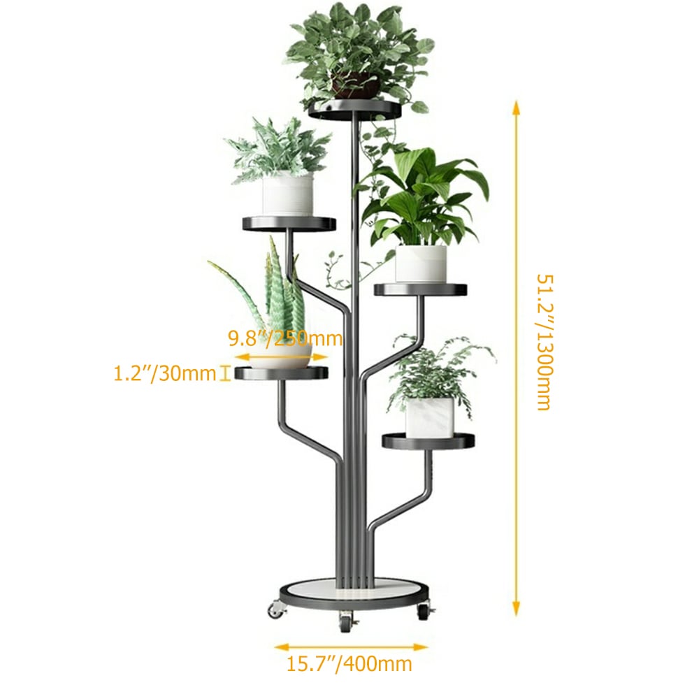 Luxury Contemporary Rock Slab Standing Plant Stand in Black window image