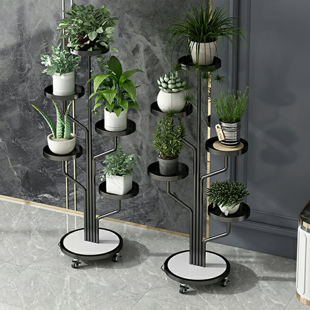 Luxury Contemporary Rock Slab Standing Plant Stand in Black window image