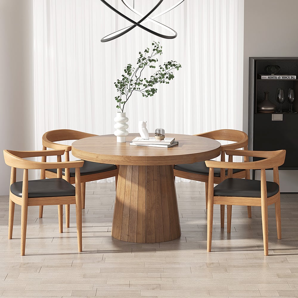 Dining Set 39"-55" Japandi Extendable Dining Table with 4 Chairs window image