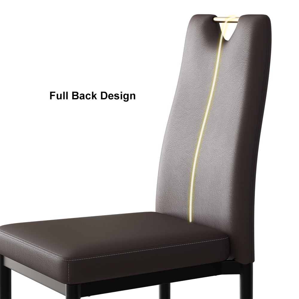 Modern Upholstered Dining Chair in Brown (Set of 2) with Carbon Steel Legs window image