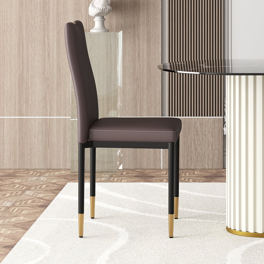Modern Upholstered Dining Chair in Brown (Set of 2) with Carbon Steel Legs window image