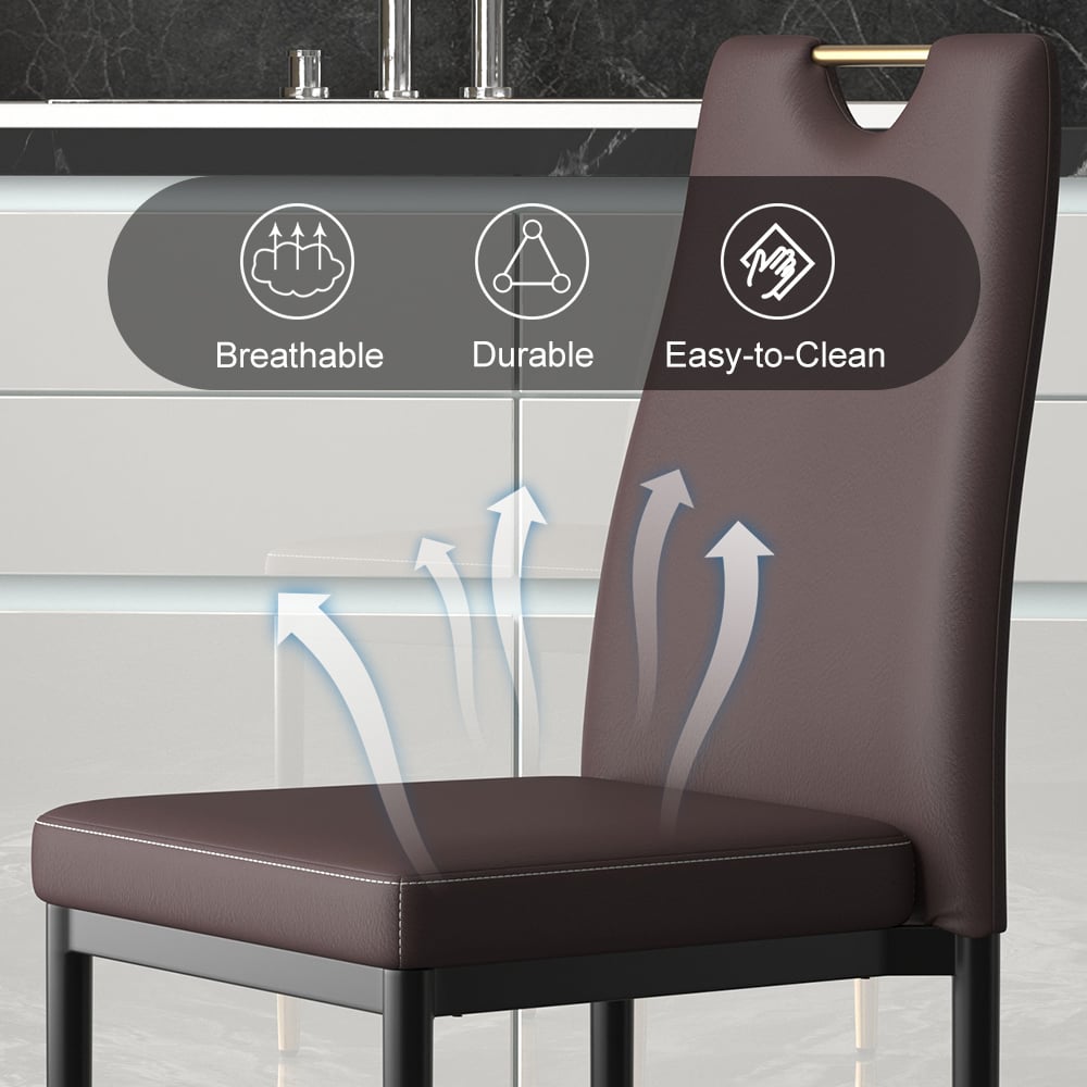 Modern Upholstered Dining Chair in Brown (Set of 2) with Carbon Steel Legs window image