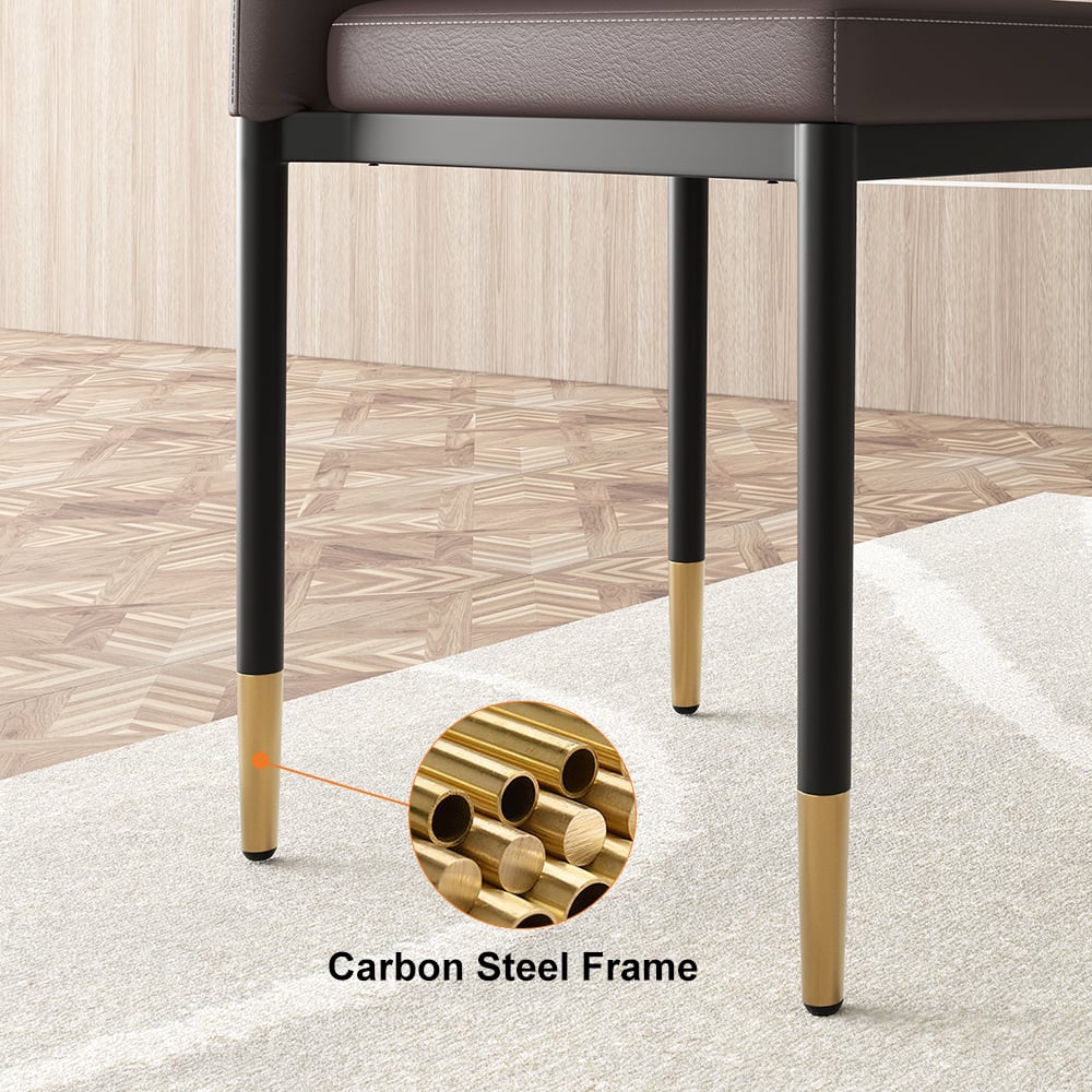 Modern Upholstered Dining Chair in Brown (Set of 2) with Carbon Steel Legs window image
