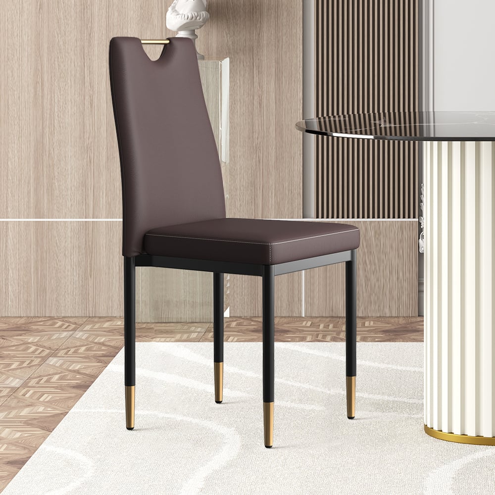 Modern Upholstered Dining Chair in Brown (Set of 2) with Carbon Steel Legs window image