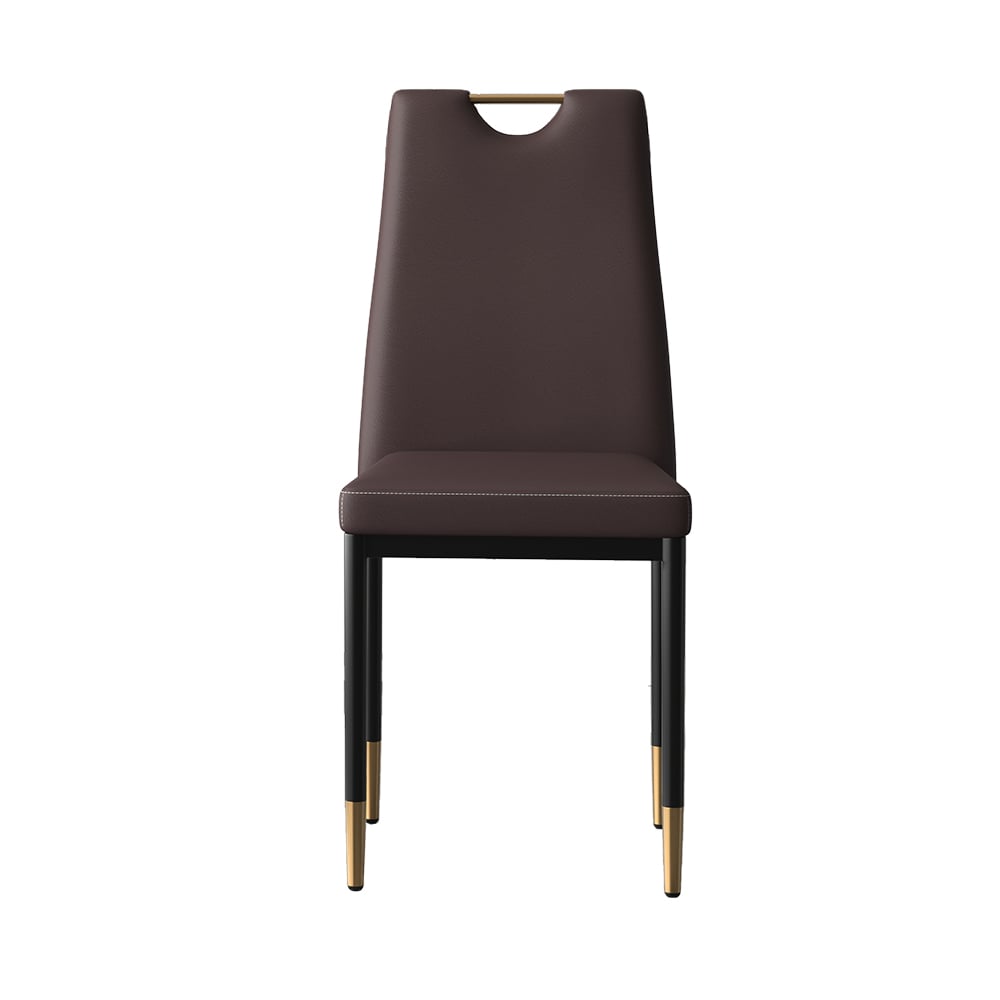 Modern Upholstered Dining Chair in Brown (Set of 2) with Carbon Steel Legs window image
