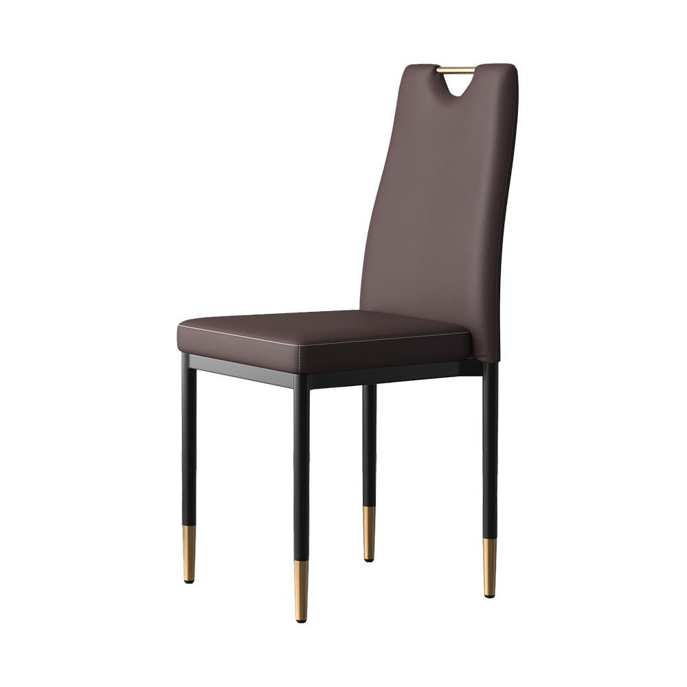 Modern Upholstered Dining Chair in Brown (Set of 2) with Carbon Steel Legs window image