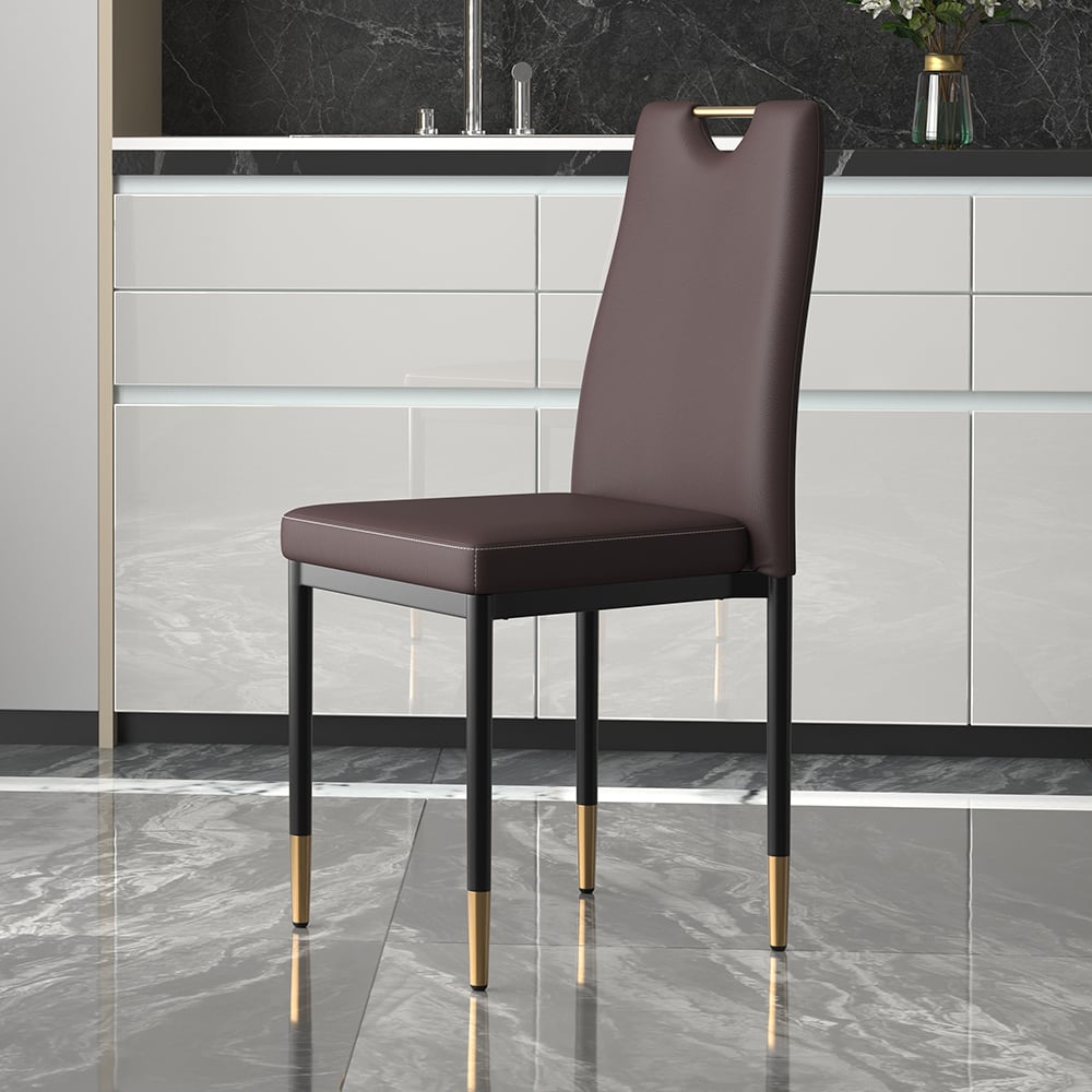 Modern Upholstered Dining Chair in Brown (Set of 2) with Carbon Steel Legs window image