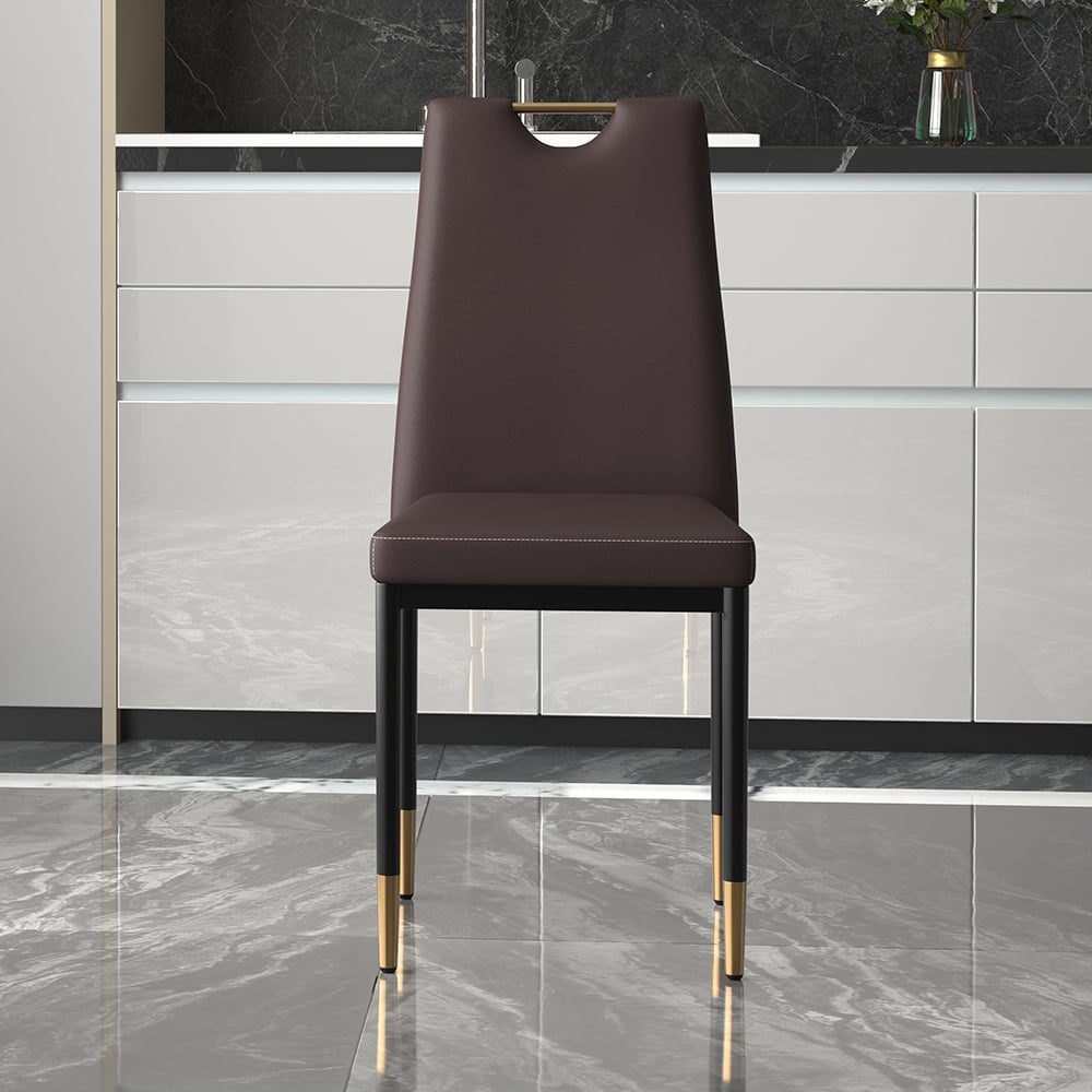 Modern Upholstered Dining Chair in Brown (Set of 2) with Carbon Steel Legs window image