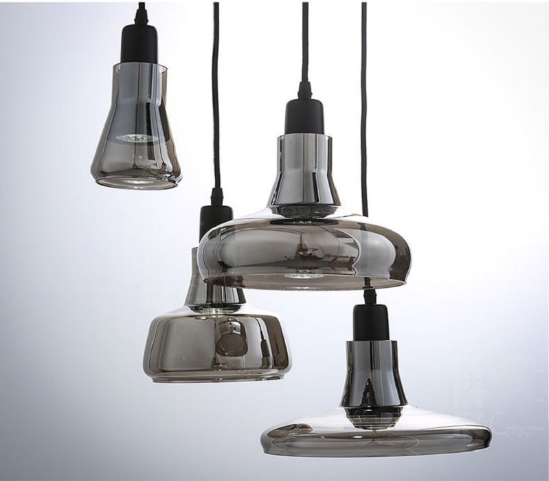 LED Modern Gray 1-Light Pendant Light Glass and Metal window image