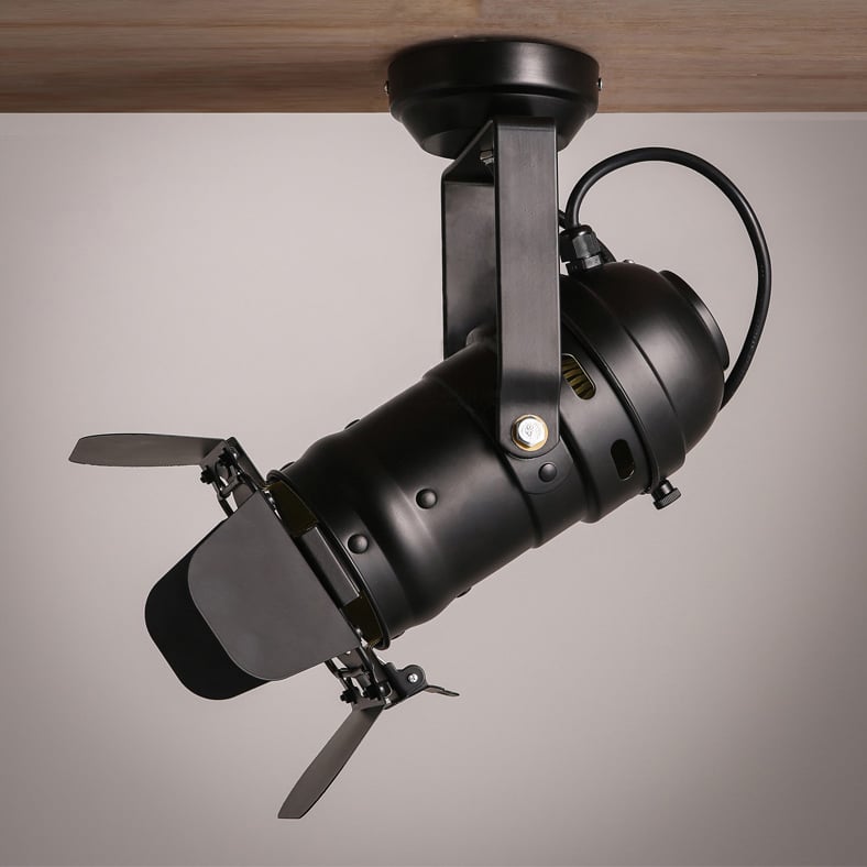 Lampe suspendue extensible industrielle à 1 ampoule en métal, noire image de fenêtre