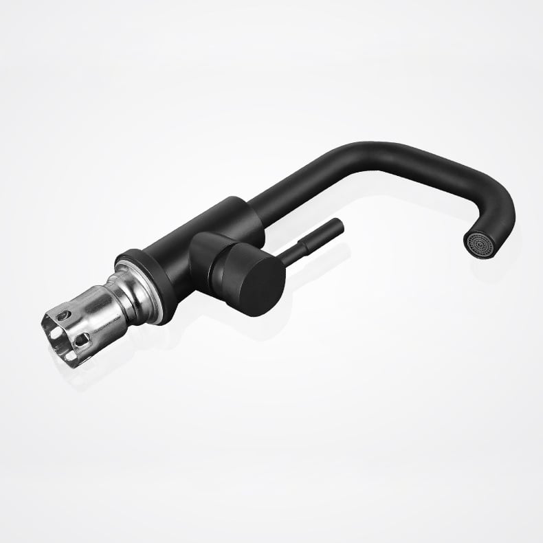 Modern Single Lever Kitchen Tap in Black Single Hole Kitchen Faucet Stainless Steel window image