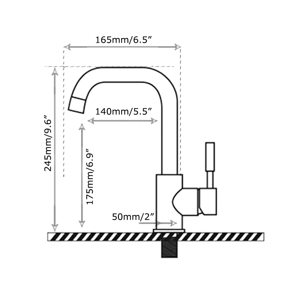 Modern Single Lever Kitchen Tap in Black Single Hole Kitchen Faucet Stainless Steel window image