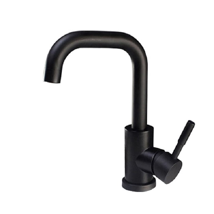 Modern Single Lever Kitchen Tap in Black Single Hole Kitchen Faucet Stainless Steel window image