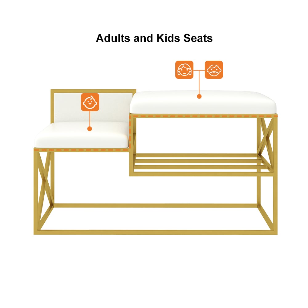 Modern PU Leather Upholstered Entryway Bench White with Gold Legs window image