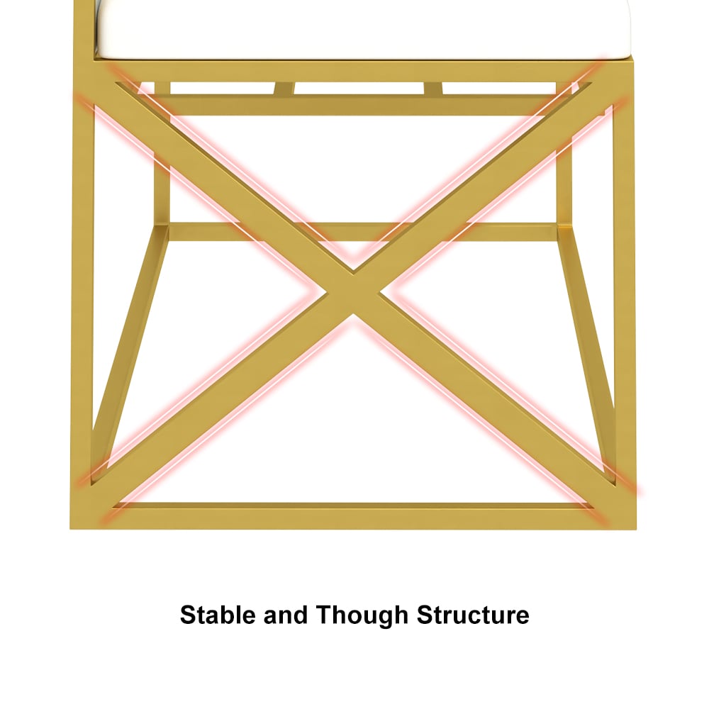 Modern PU Leather Upholstered Entryway Bench White with Gold Legs window image