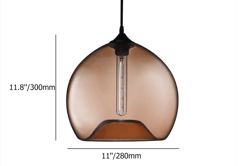 Suspension minimaliste moderne en verre à 1 lumière en forme de bol, couleur chocolat image de fenêtre