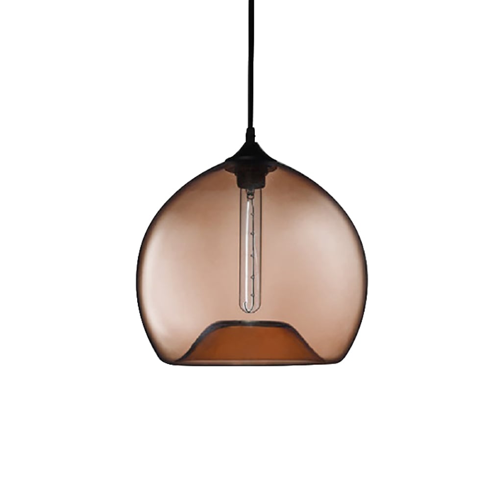 Suspension minimaliste moderne en verre à 1 lumière en forme de bol, couleur chocolat image de fenêtre
