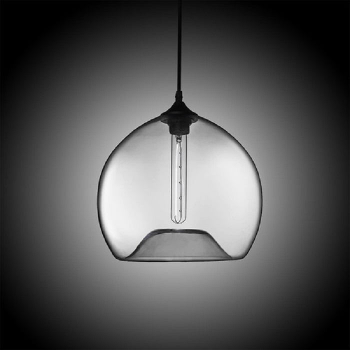 Suspension minimaliste moderne en verre à 1 lumière en forme de bol, de couleur claire image de fenêtre