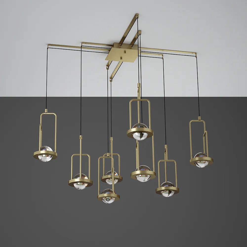 Modern Gold Metal Chandelier 8-Light Ceiling Light Crystal Ball window image