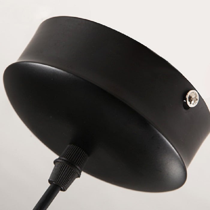 Modern 1-Light Pendant Light Clear Glass Bell Shape in Black Metal window image