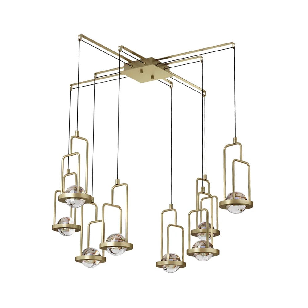 Modern Gold Metal Chandelier 8-Light Ceiling Light Crystal Ball window image