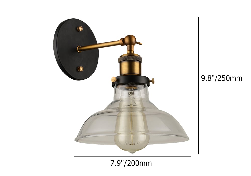 Lámpara de Pared Industrial con Pantalla de Cristal Metal Negro y Base Redonda Aplique Interior Imagen de ventana