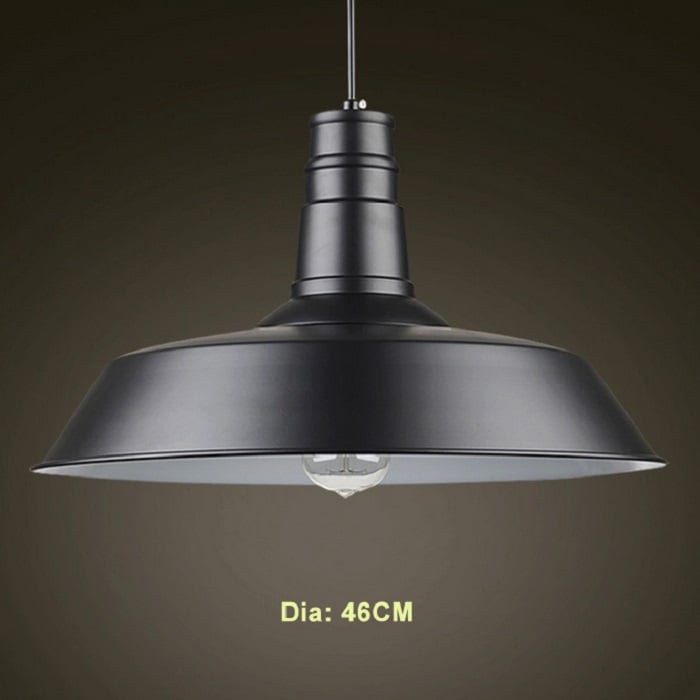Lampe de plafond industrielle en métal à 1 ampoule, finition noire image de fenêtre
