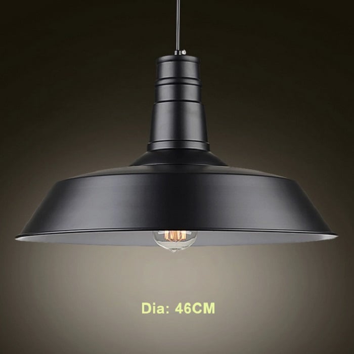 Lampe de plafond industrielle en métal à 1 ampoule, finition noire image de fenêtre