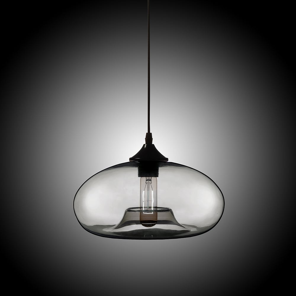 Modern 1-Light Ceiling Hanging Light Pendant Light Glass Shape in Grey Colour window image