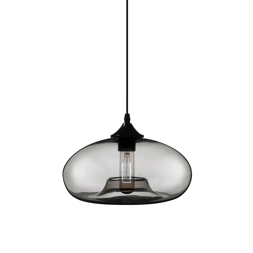 Modern 1-Light Ceiling Hanging Light Pendant Light Glass Shape in Grey Colour window image