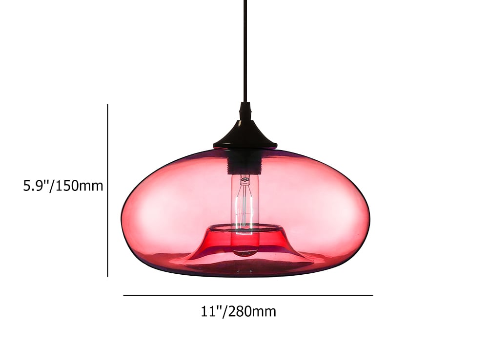Suspension de plafond moderne à 1 ampoule en forme de verre de couleur rouge image de fenêtre
