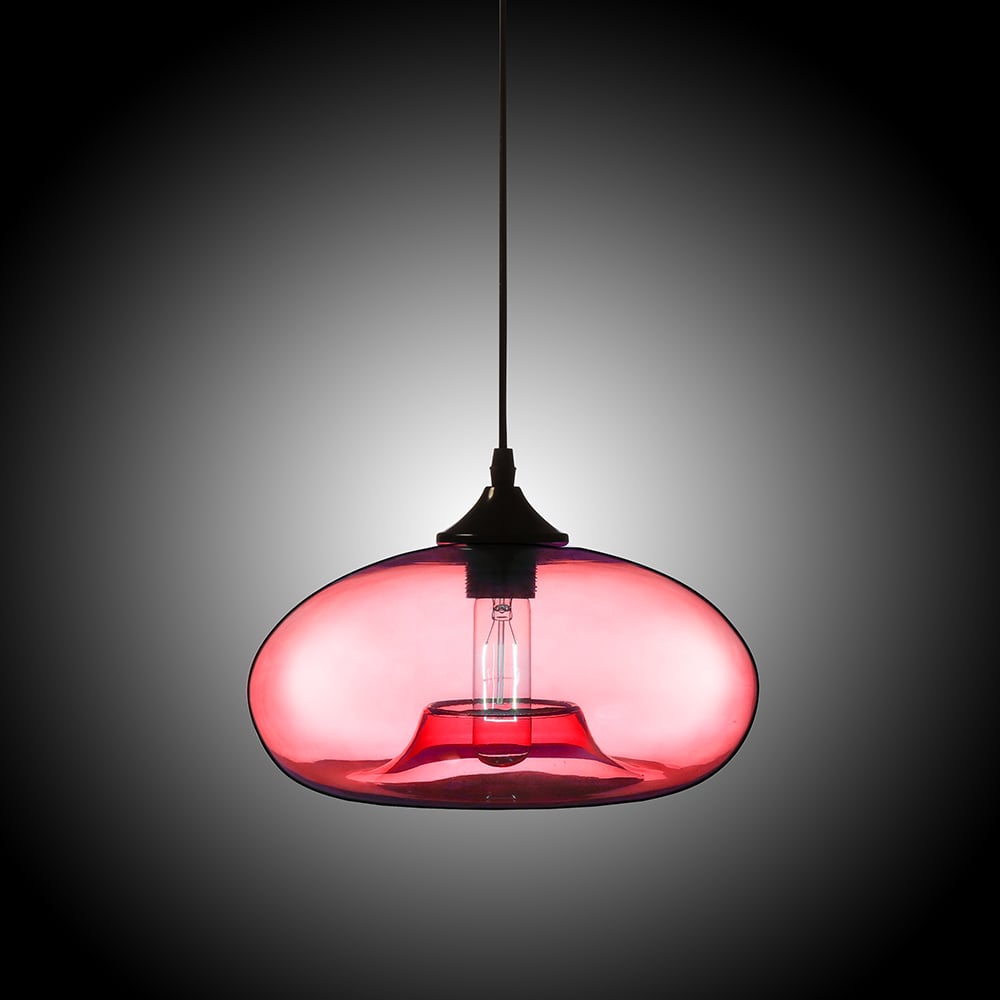 Suspension de plafond moderne à 1 ampoule en forme de verre de couleur rouge image de fenêtre