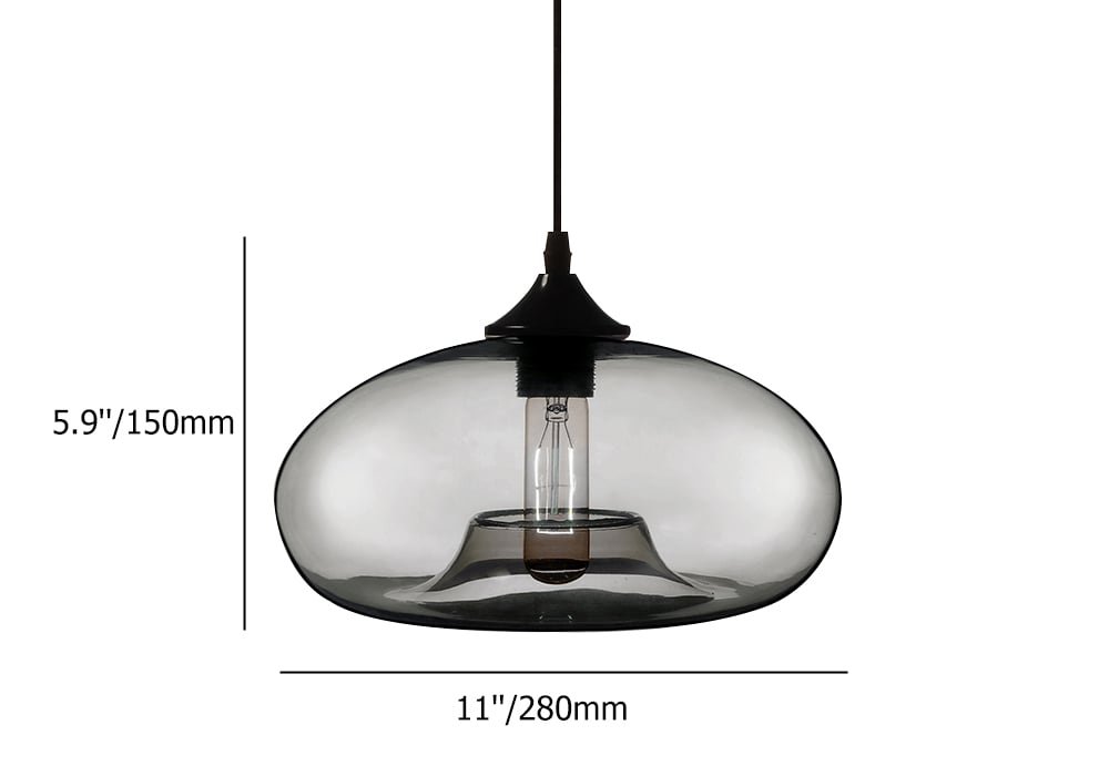 Modern 1-Light Ceiling Hanging Light Pendant Light Glass Shape in Grey Colour window image