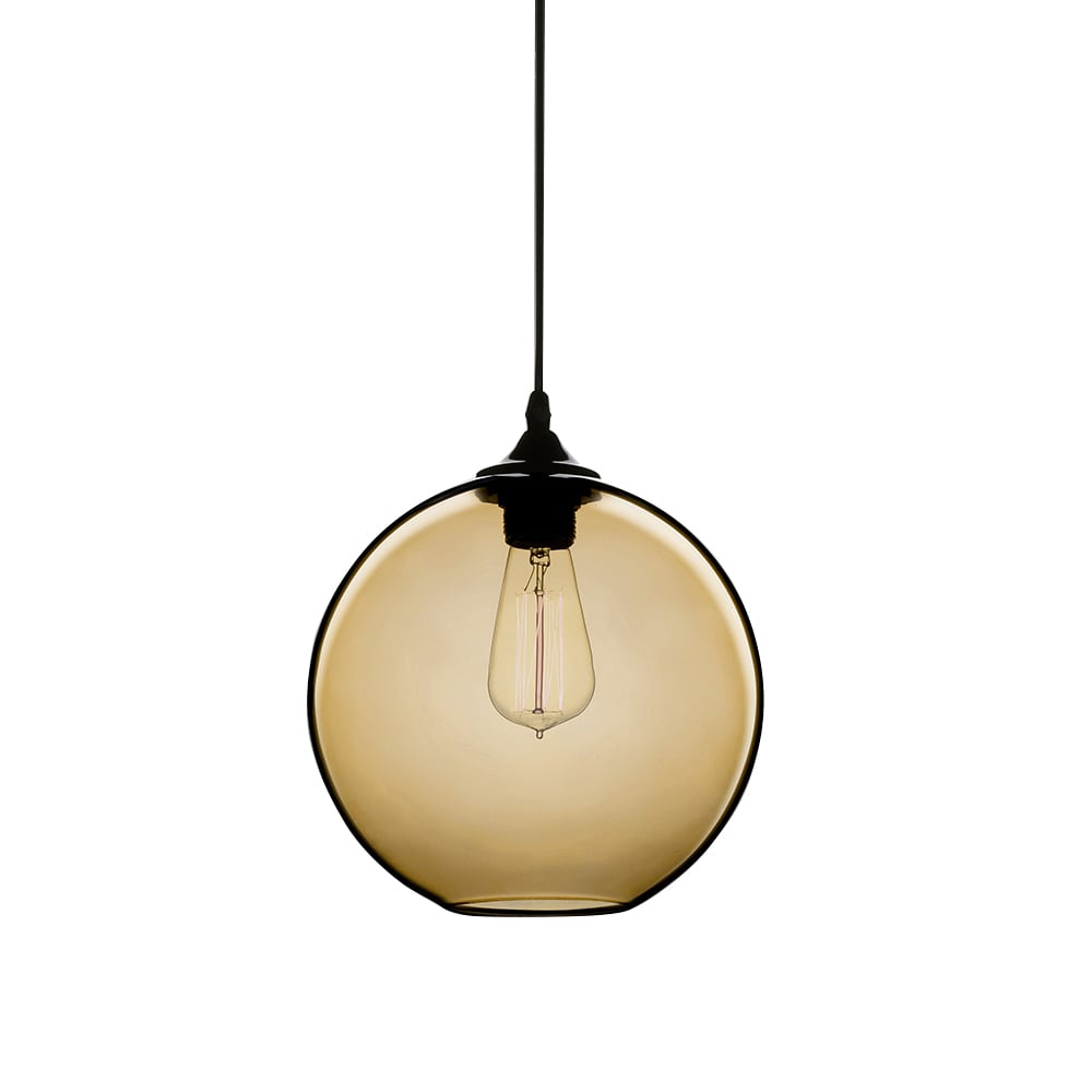 Modern Minimalist Single Edison Bulb Glass Pendant Light Globe Shape in Amber Colour window image
